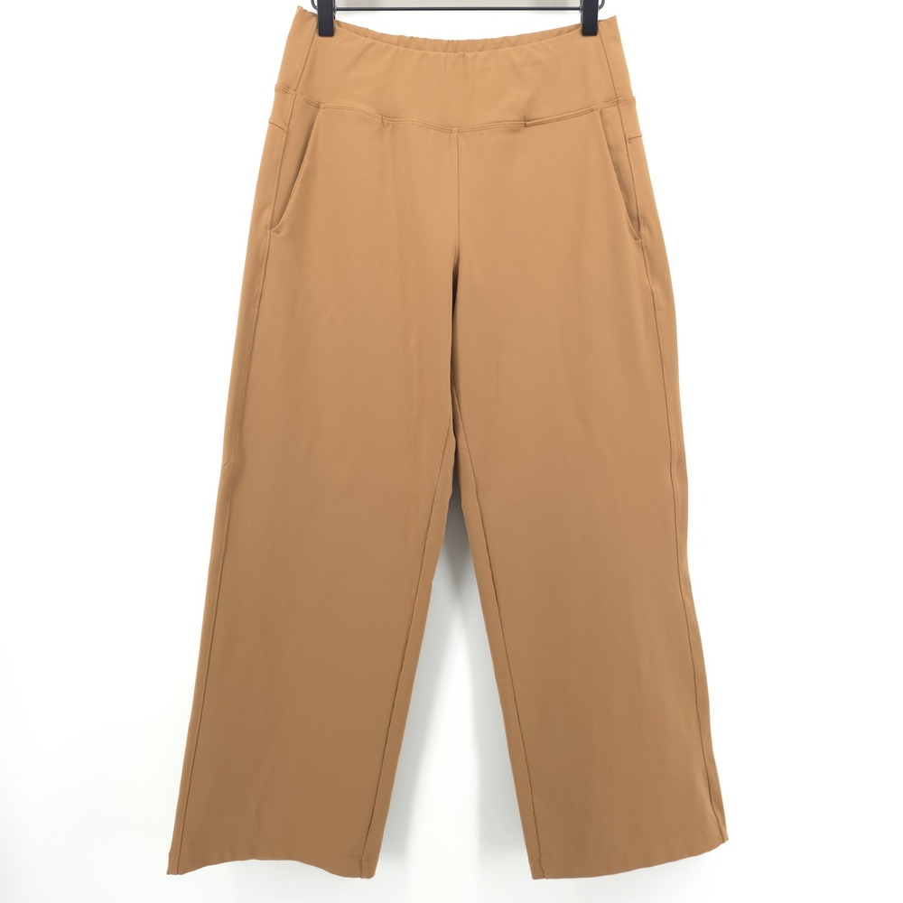 KiraGrace Womens Yoga Pants Wide Leg Medium Tan‎ Camel Athleisure Pocket